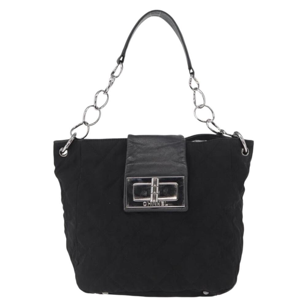 Chanel Nylon Chain Shoulder Bag Black